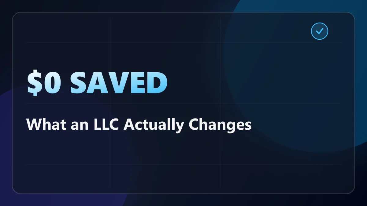 Forming an LLC Does Not Cut Your Tax Bill. The Thing People Confuse It With Does, and It Costs More Than They Think.