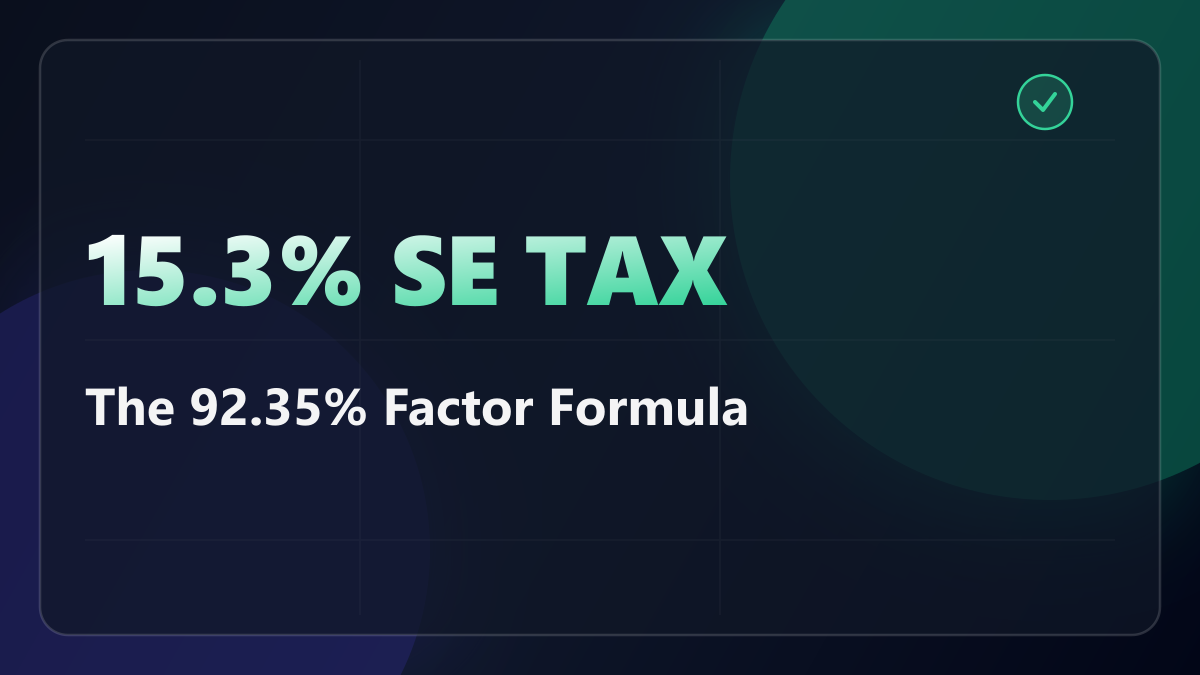 Self-Employment Tax in 2026: The 92.35% Step Almost Nobody Explains