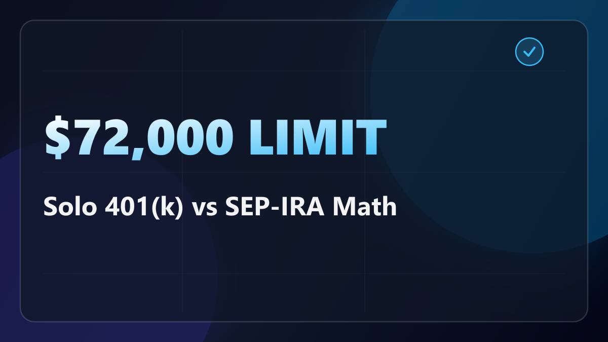 Solo 401(k) vs SEP-IRA in 2026: Same $72,000 Ceiling, Two Very Different Ladders