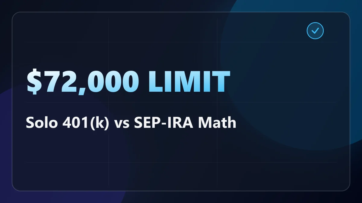 Solo 401(k) vs SEP-IRA in 2026: Same $72,000 Ceiling, Two Very Different Ladders