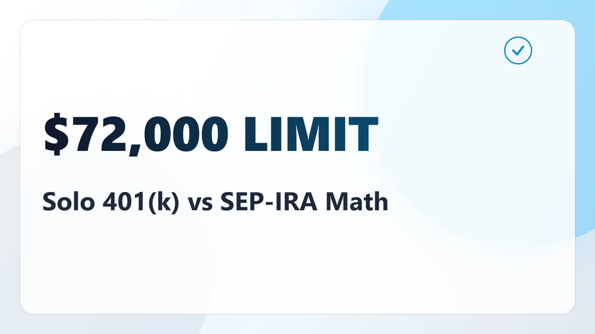 Solo 401(k) vs SEP-IRA in 2026: Same $72,000 Ceiling, Two Very Different Ladders